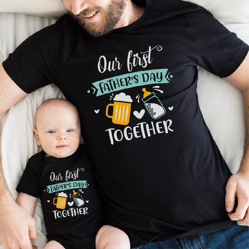 Drink Bottles-1st Father's Day Matching Black T-Shirt/Bodysuit