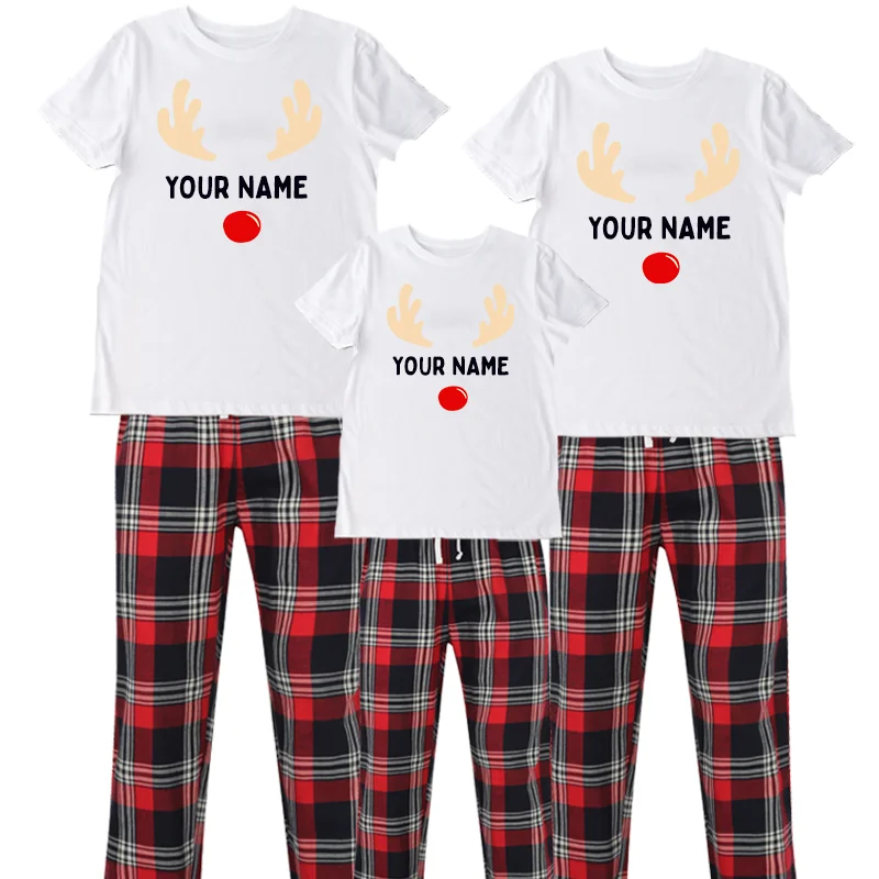 Choose Your Name Reindeer Family Yuletide Pyjama Tee & Pant Set