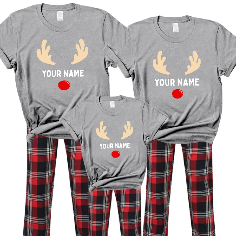 Choose Your Name Reindeer Family Yuletide Pyjama Tee & Pant Set