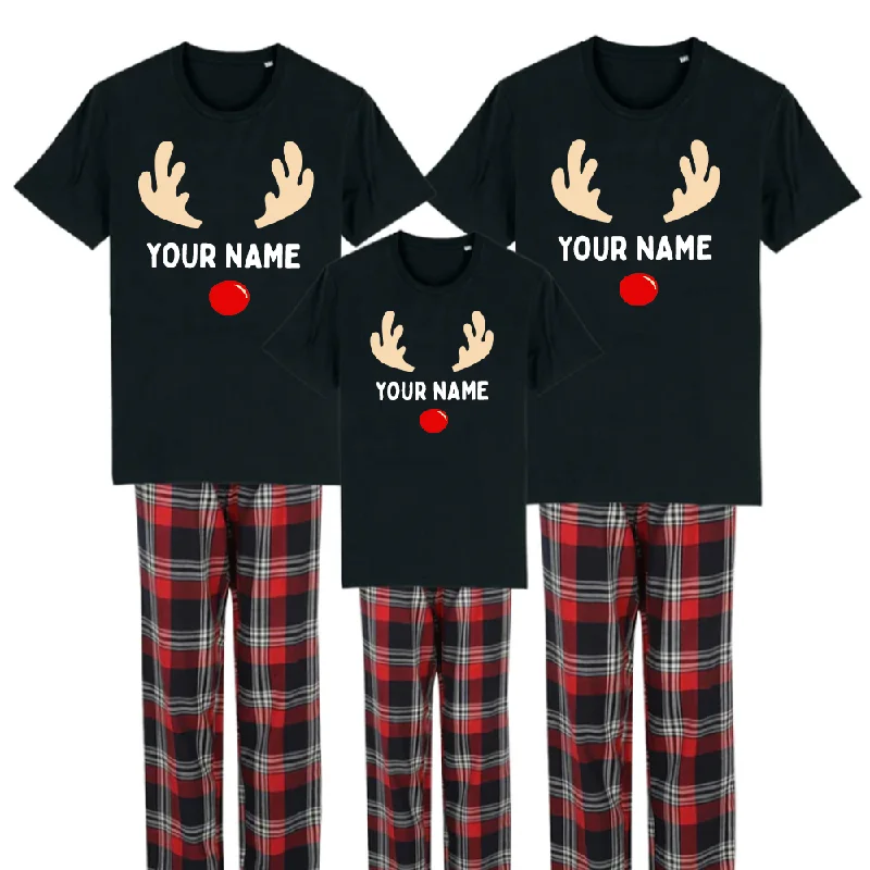 Choose Your Name Reindeer Family Yuletide Pyjama Tee & Pant Set