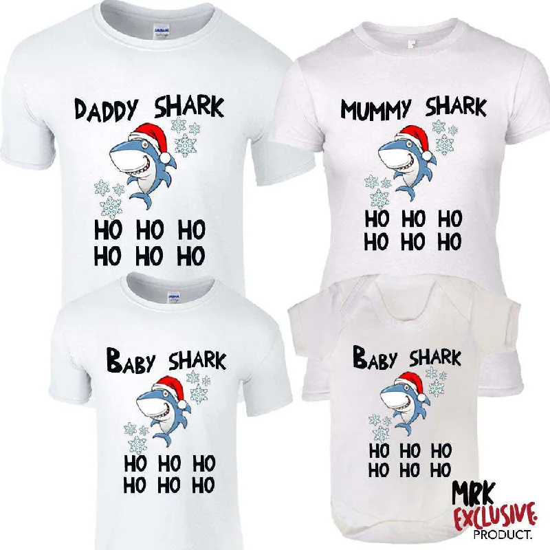 Christmas Shark Family Matching White Tees & Bodysuit (MRK X)