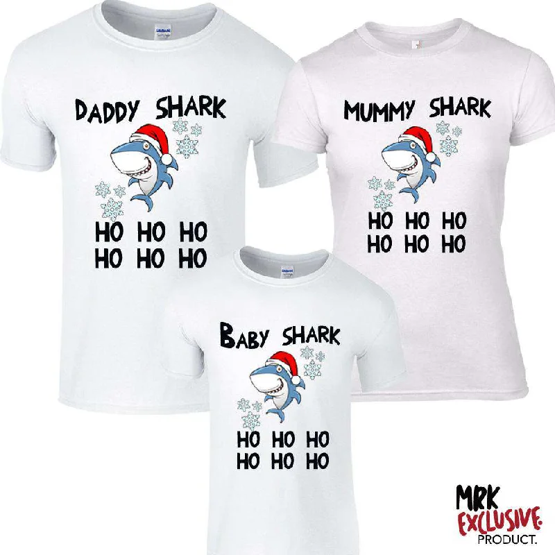 Christmas Shark Family Matching White Tees (MRK X)