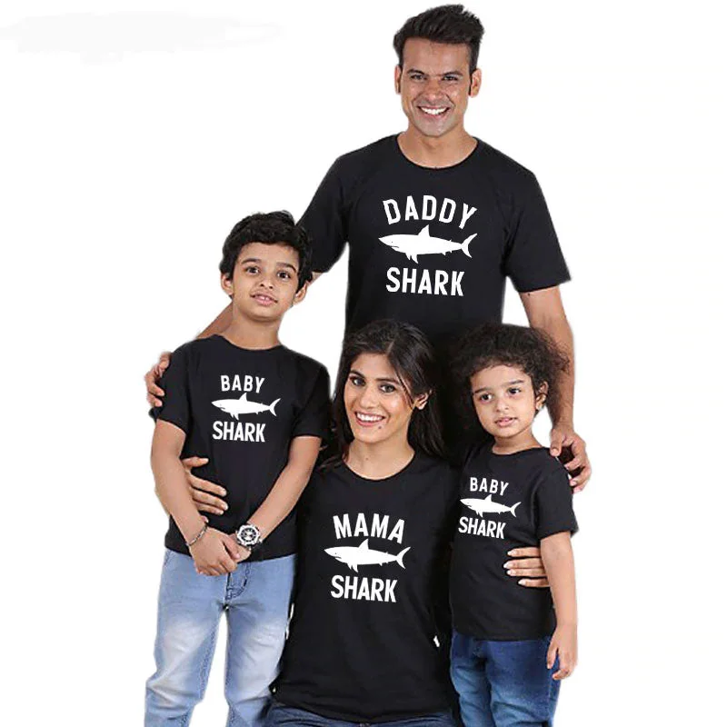 Classic Shark Family Matching T-Shirts - Black (MRK X)