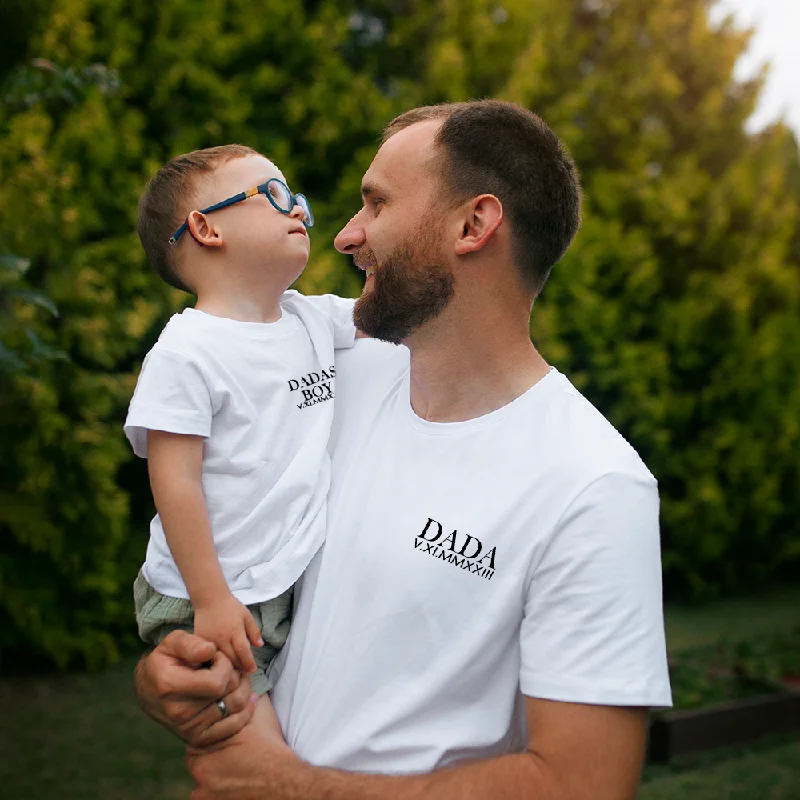 Dada & Dadas Boy Roman Numeral Matching T-Shirts - White