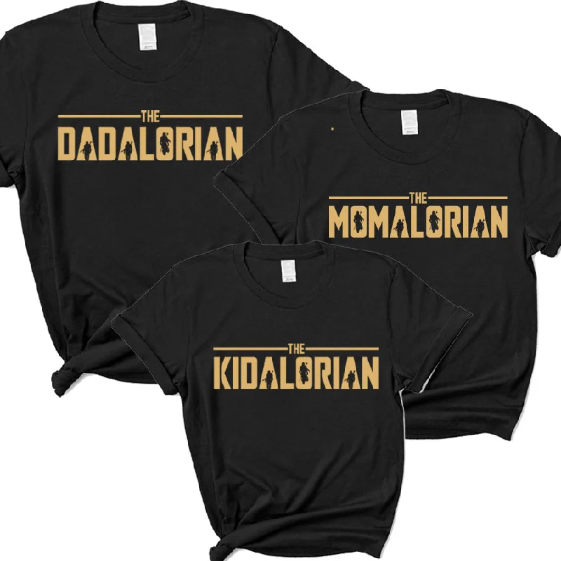 Dadalorian, Momalorian & Kidalorian Matching Black T-Shirts