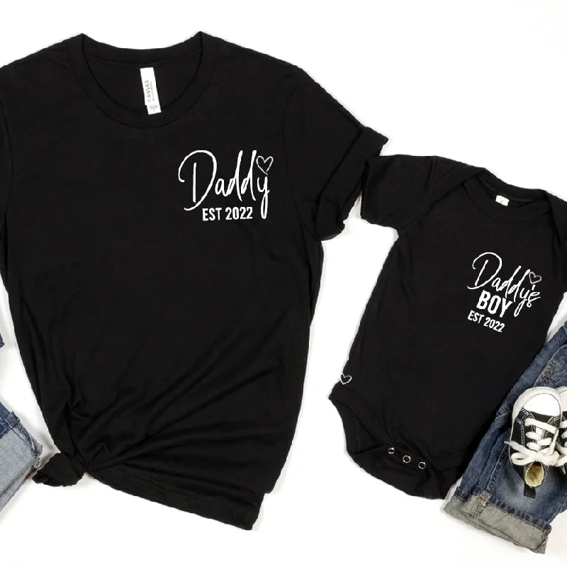 Daddy & Daddy's Boy Est Mini Logo Matching Black Tee/Baby Vest