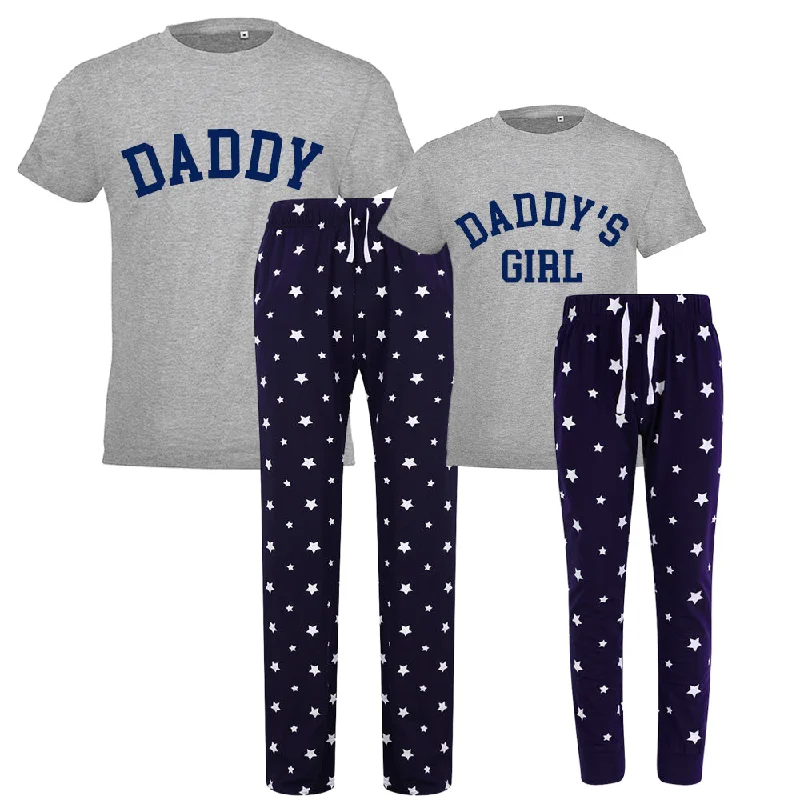 Daddy & Daddy's Girl College Matching Star Pyjamas - Grey/Navy