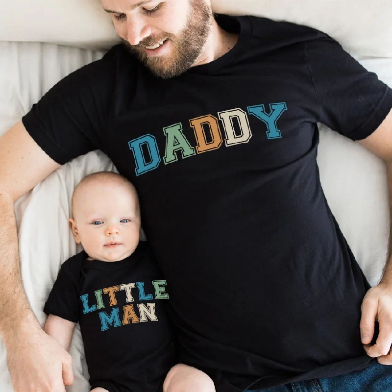 Daddy & Little Man Multi Block Matching T-Shirts- Black