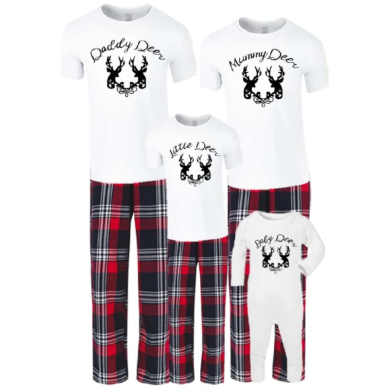 Family Deer Crest Christmas Yuletide Pyjama Tee & Pant Set