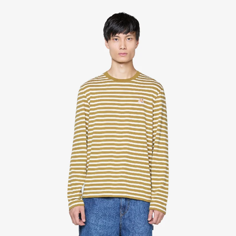 Fox Head Patch Regular Marin T-Shirt Khaki Green Stripes