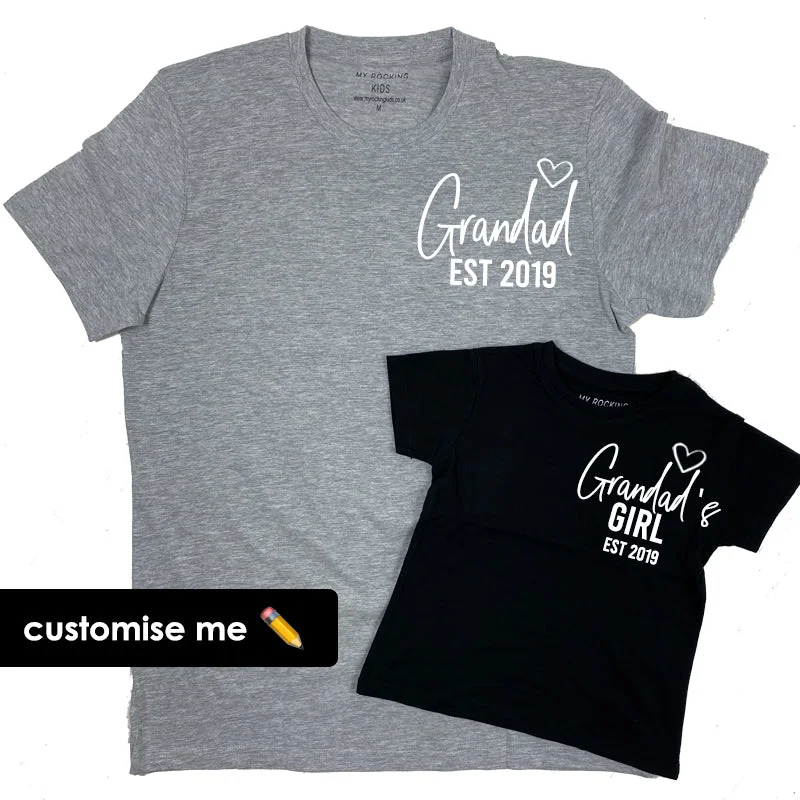 Grandad & Grandad's Girl Mini Logo Heart Established Matching T-Shirts (MRK X)