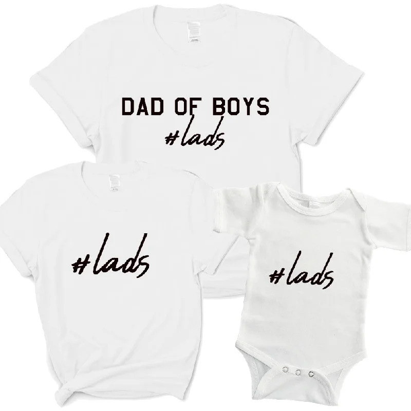 Hashtag Lads- Dad Of Boys & Matching Kid & Baby Bodysuits White