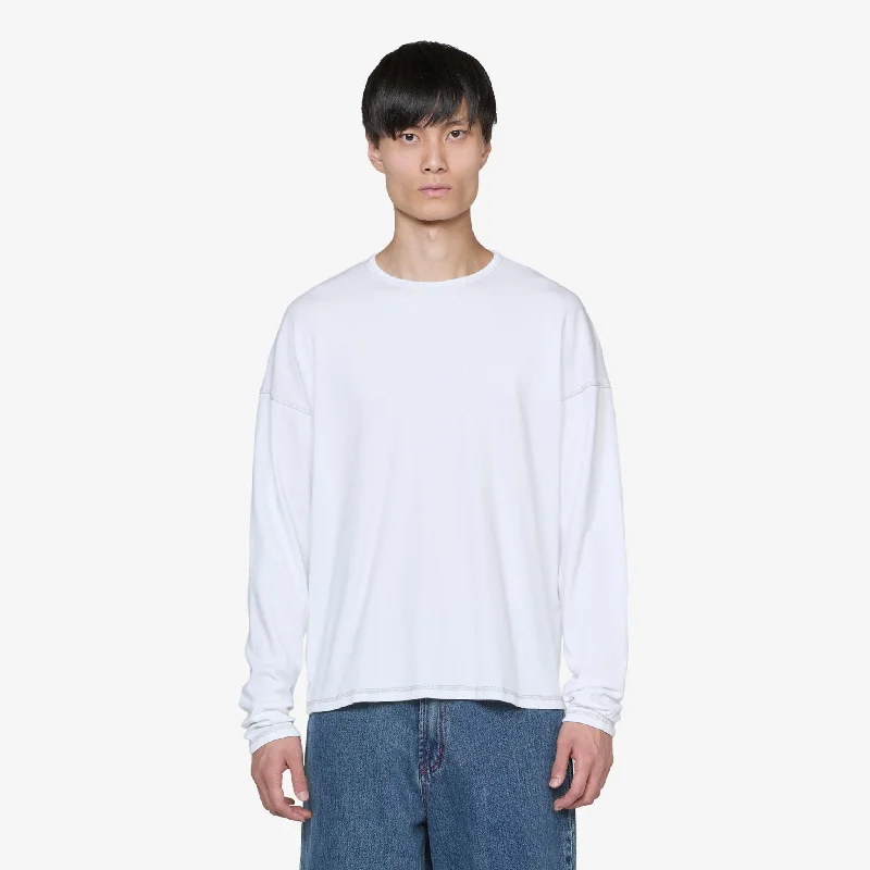 Heavy Rib Knit Longsleeve T-Shirt White