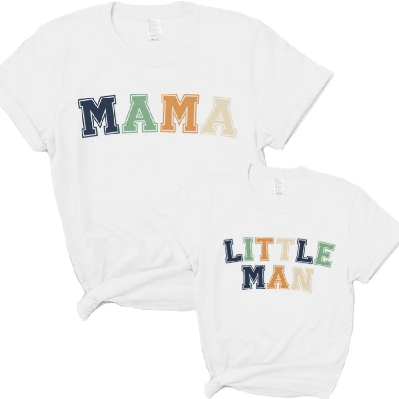 Mama & Little Man Multi Block Matching T-Shirts White