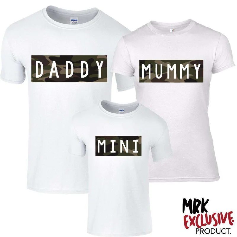 Matching Daddy, Mummy & Mini Camo White Tee's (MRK X)