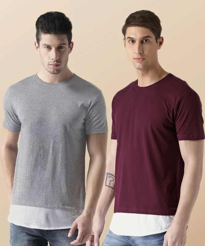 Mens Halfsleeve Layer Round hem Combo Tshirts