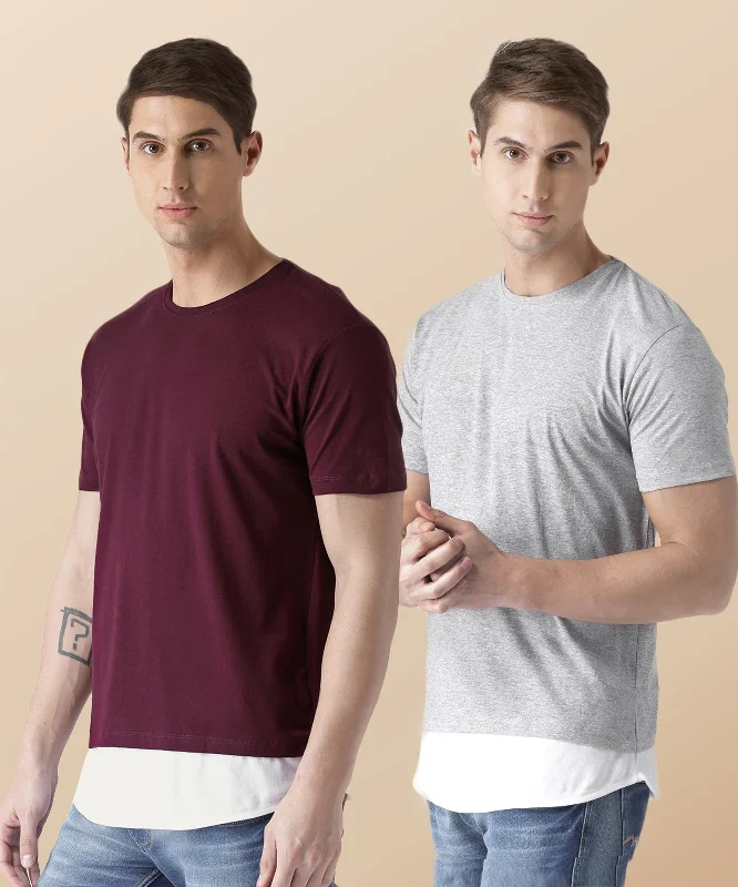 Mens Halfsleeve Layer Round hem Combo Tshirts