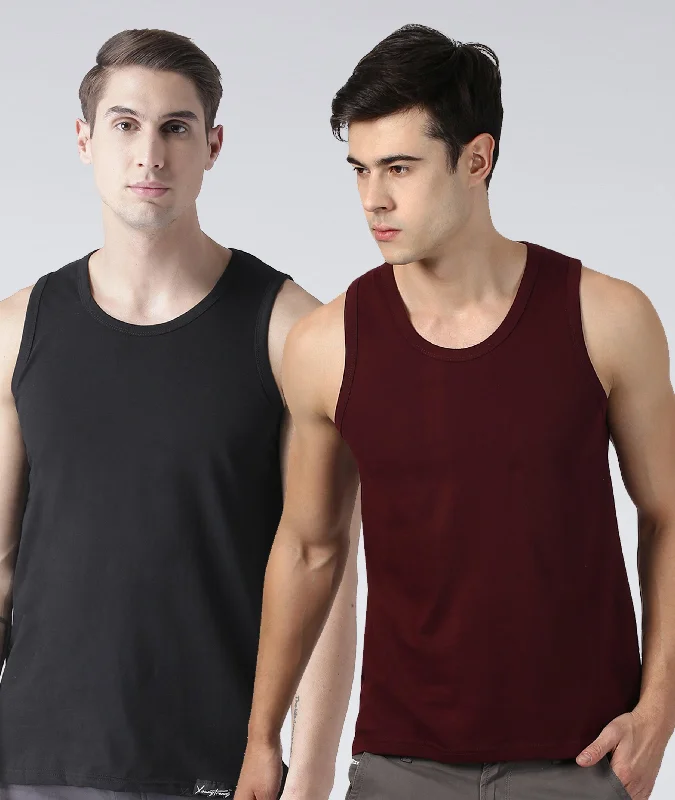 Mens Plain Sleeveless Combo Tshirt