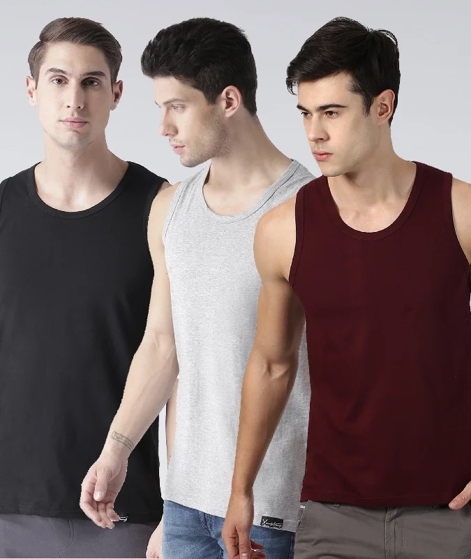 Mens Plain Sleeveless Combo Tshirt