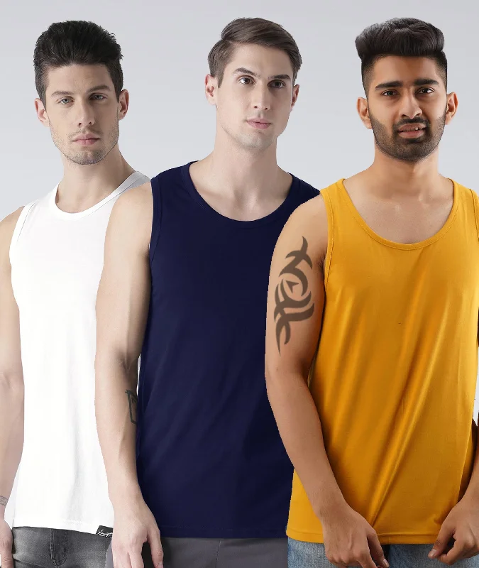 Mens Plain Sleeveless Combo Tshirt