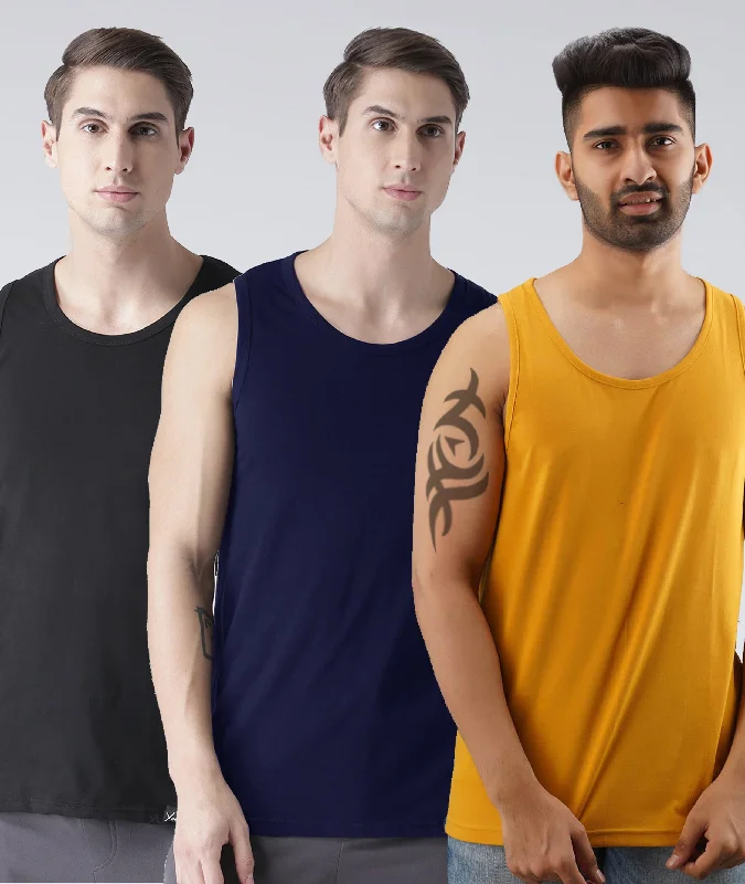 Mens Plain Sleeveless Combo Tshirt