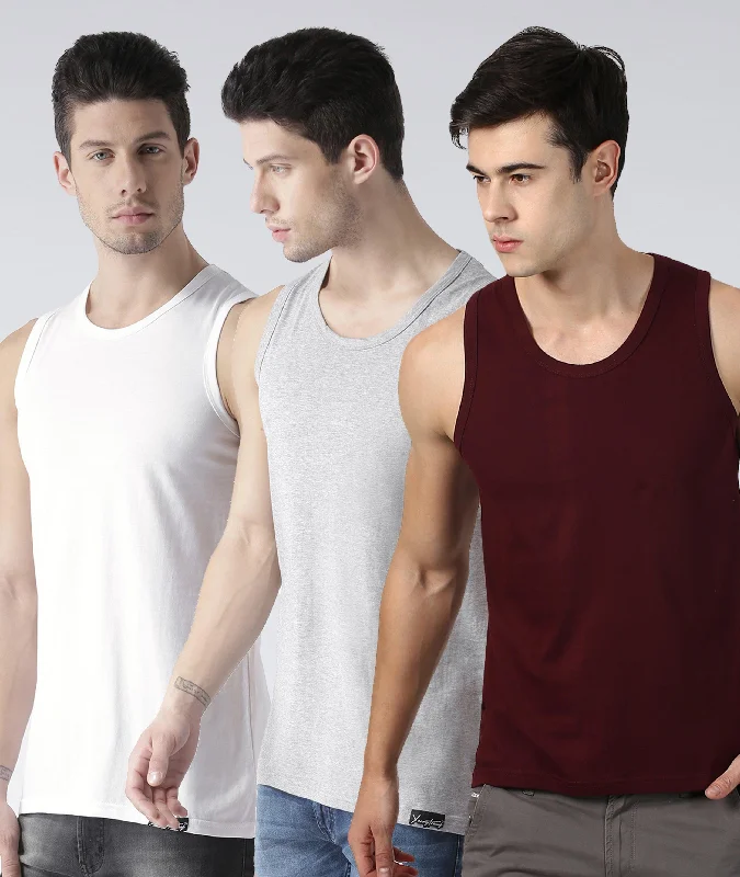 Mens Plain Sleeveless Combo Tshirt