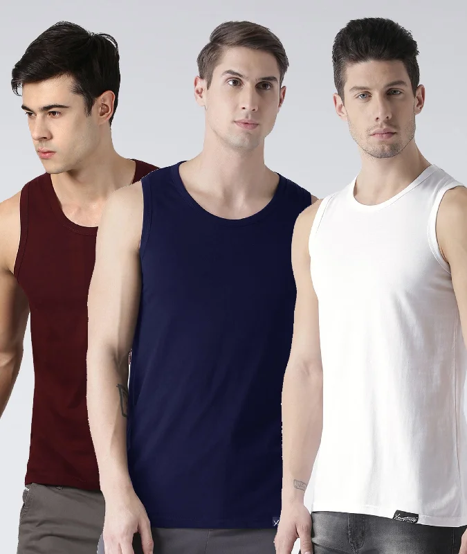 Mens Plain Sleeveless Combo Tshirt