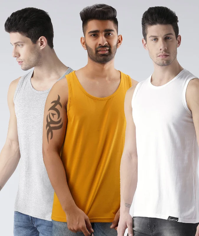 Mens Plain Sleeveless Combo Tshirt