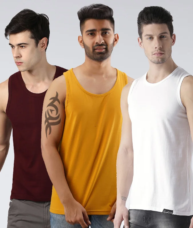 Mens Plain Sleeveless Combo Tshirt