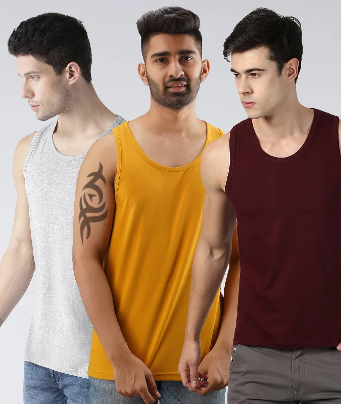 Mens Plain Sleeveless Combo Tshirt