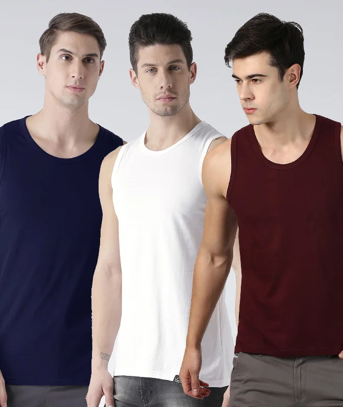 Mens Plain Sleeveless Combo Tshirt