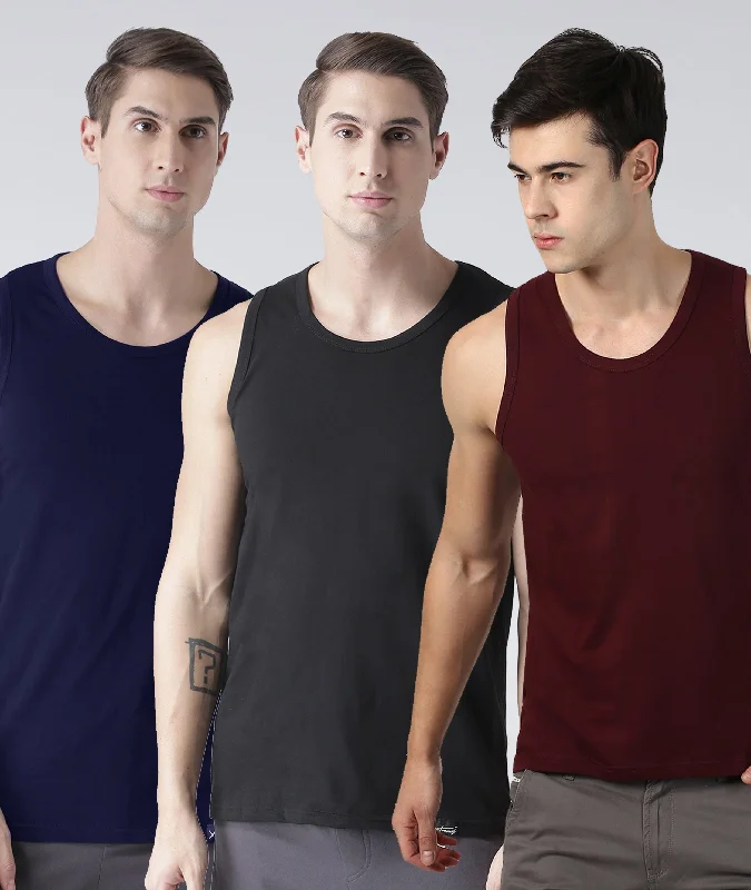 Mens Plain Sleeveless Combo Tshirt