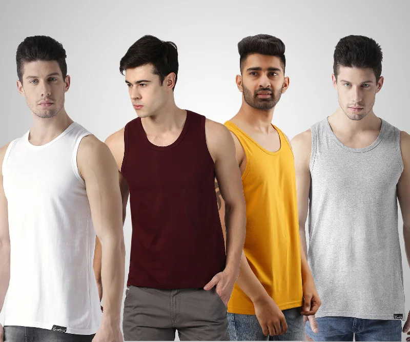 Mens Plain Sleeveless Combo Tshirt