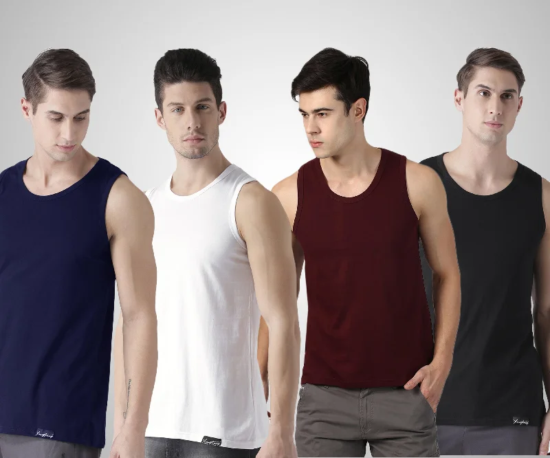 Mens Plain Sleeveless Combo Tshirt