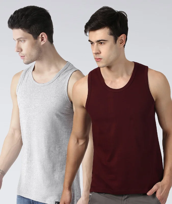 Mens Plain Sleeveless Combo Tshirt