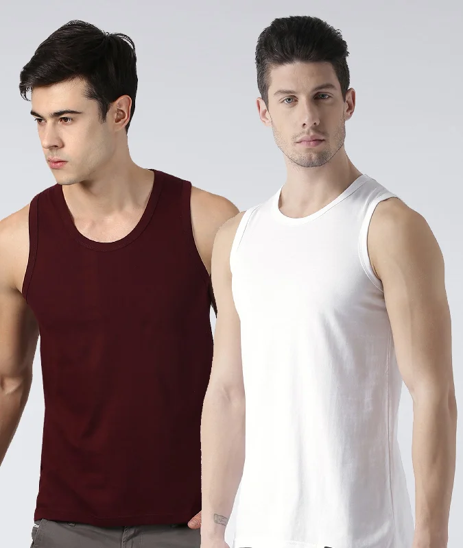 Mens Plain Sleeveless Combo Tshirt