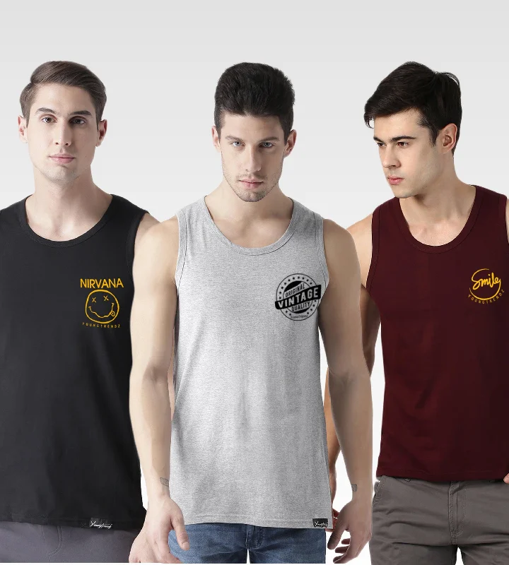 Mens Printed Sleeveless Combo Tshirt