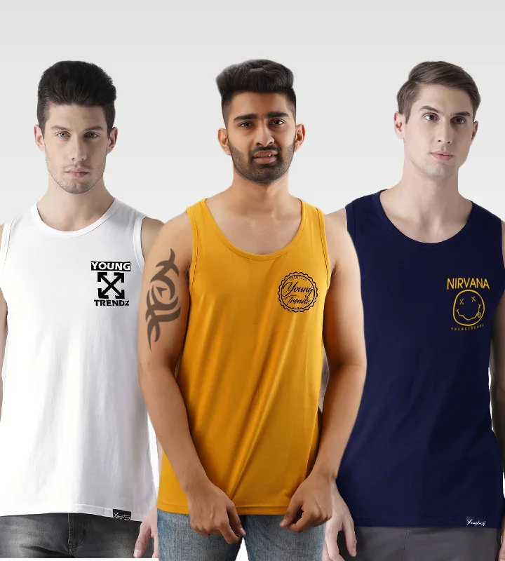 Mens Printed Sleeveless Combo Tshirt