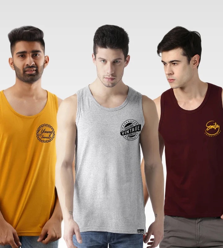 Mens Printed Sleeveless Combo Tshirt