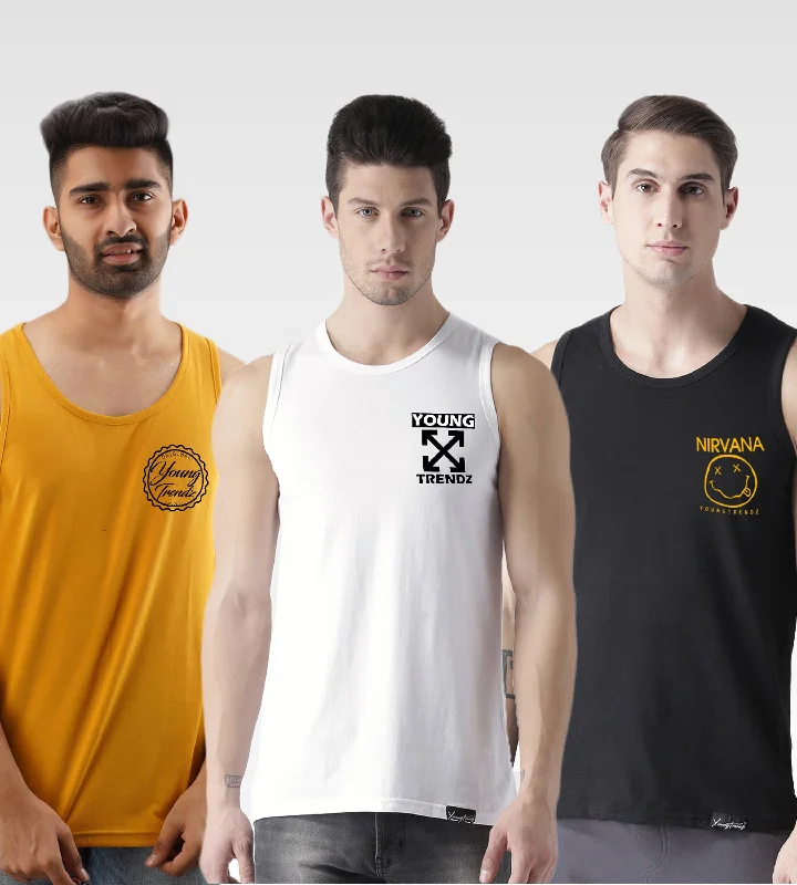 Mens Printed Sleeveless Combo Tshirt