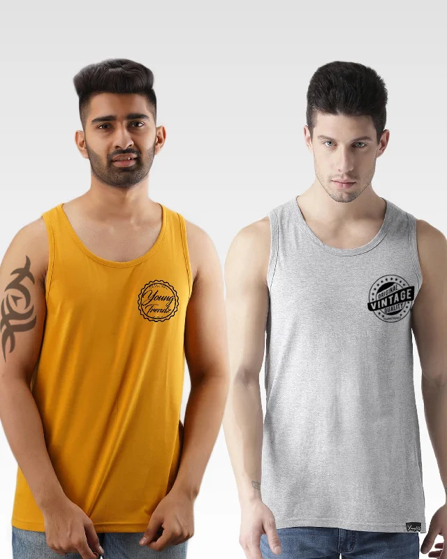 Mens Printed Sleeveless Combo Tshirt