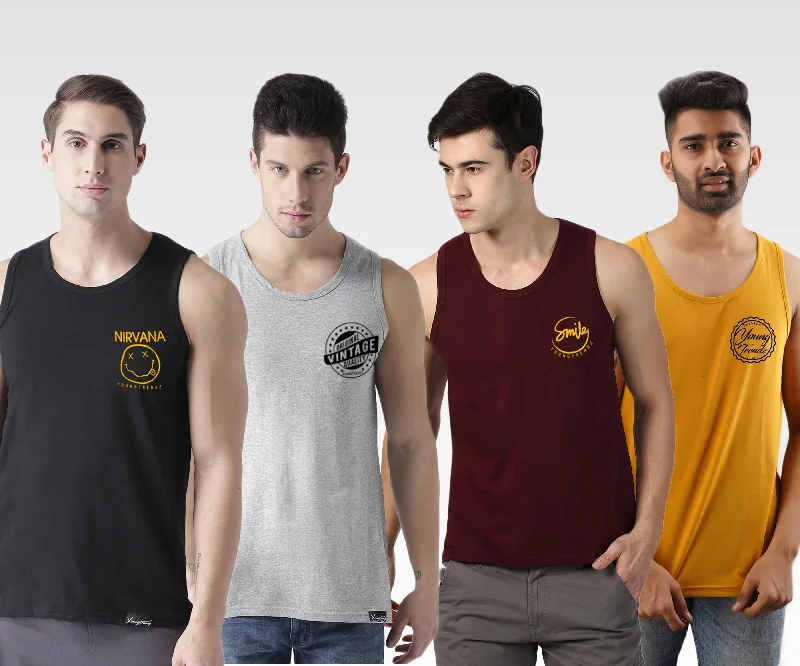 Mens Printed Sleeveless Combo Tshirt