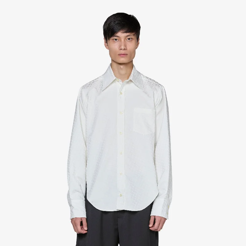 Printed Button Up Shirt Natural White