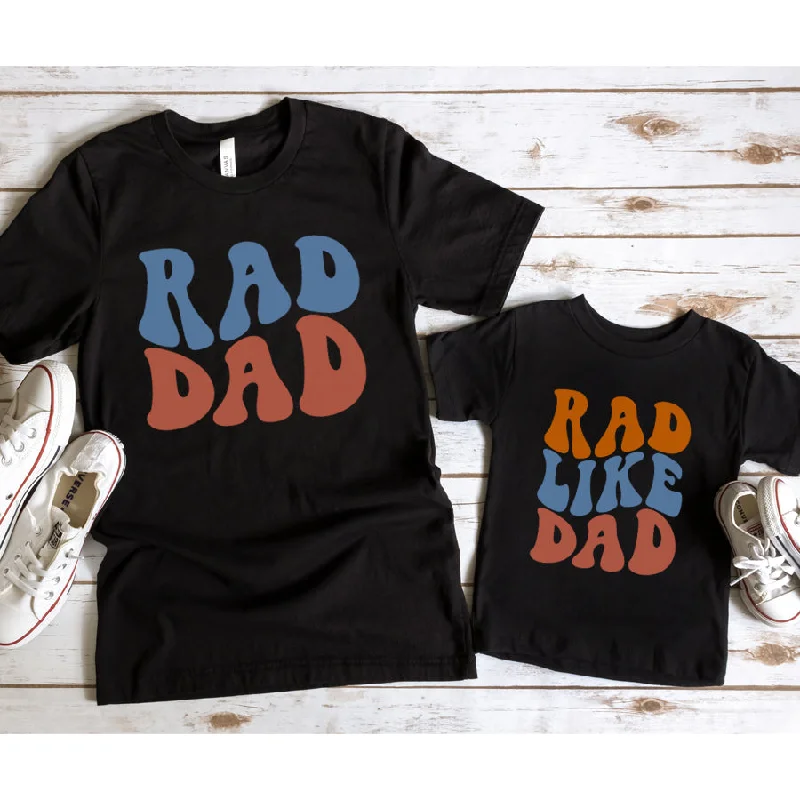 Rad Like My Dad - Dad & Kid Matching T-Shirts Black