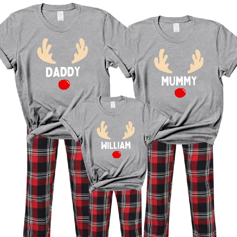 Reindeer Family Yuletide Pyjama Tee & Pant Set