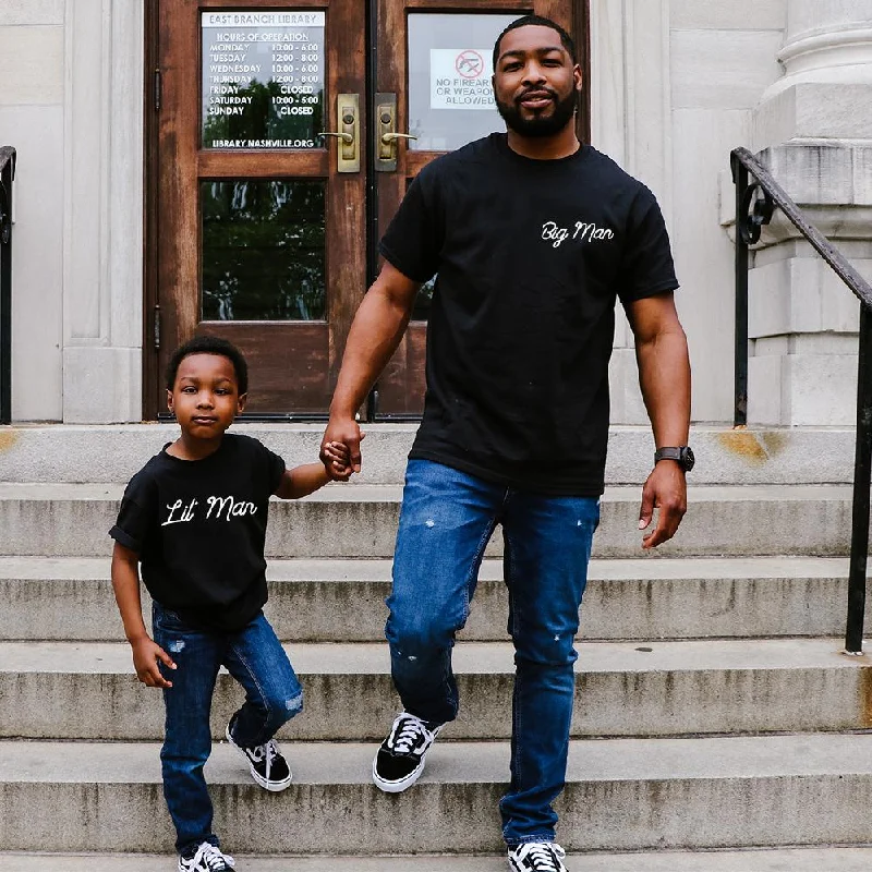 Script Big Man & Lil' Man Dad Matching T-Shirts