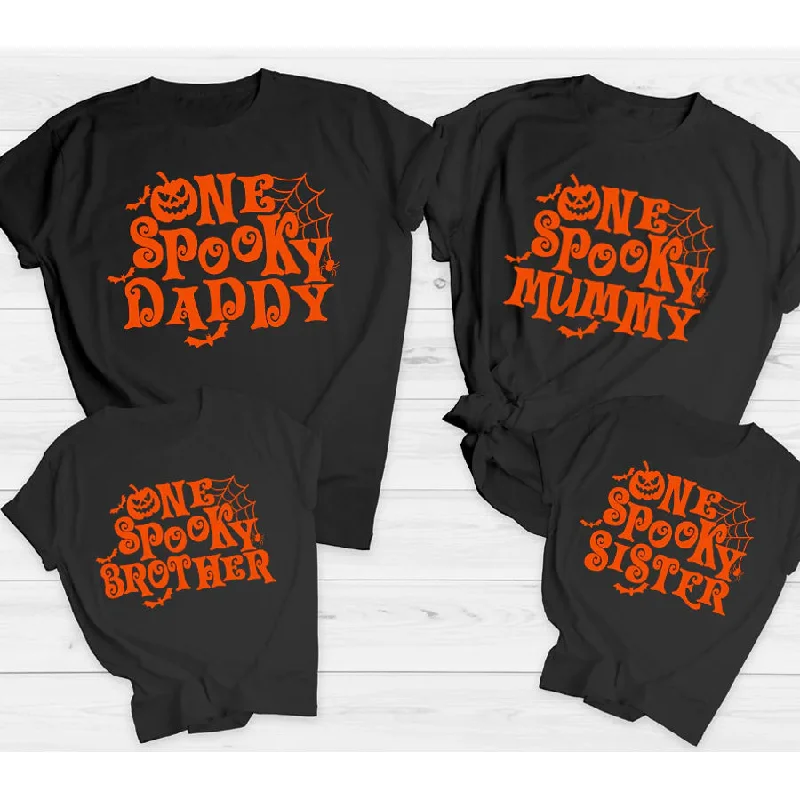 Spooky Halloween Family Matching T-Shirts Black