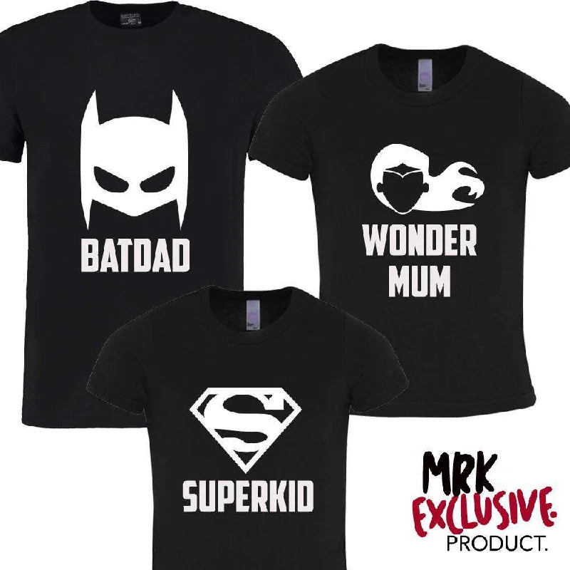 Superhero Family Matching Black Tees (MRK X)