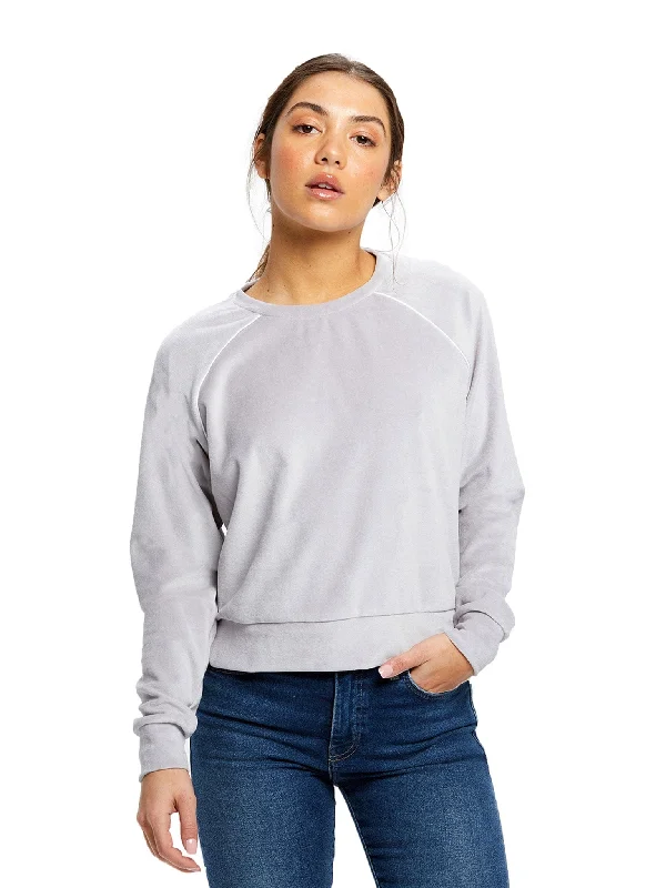 US Blanks Ladies Velour Long Sleeve Crop T-Shirt