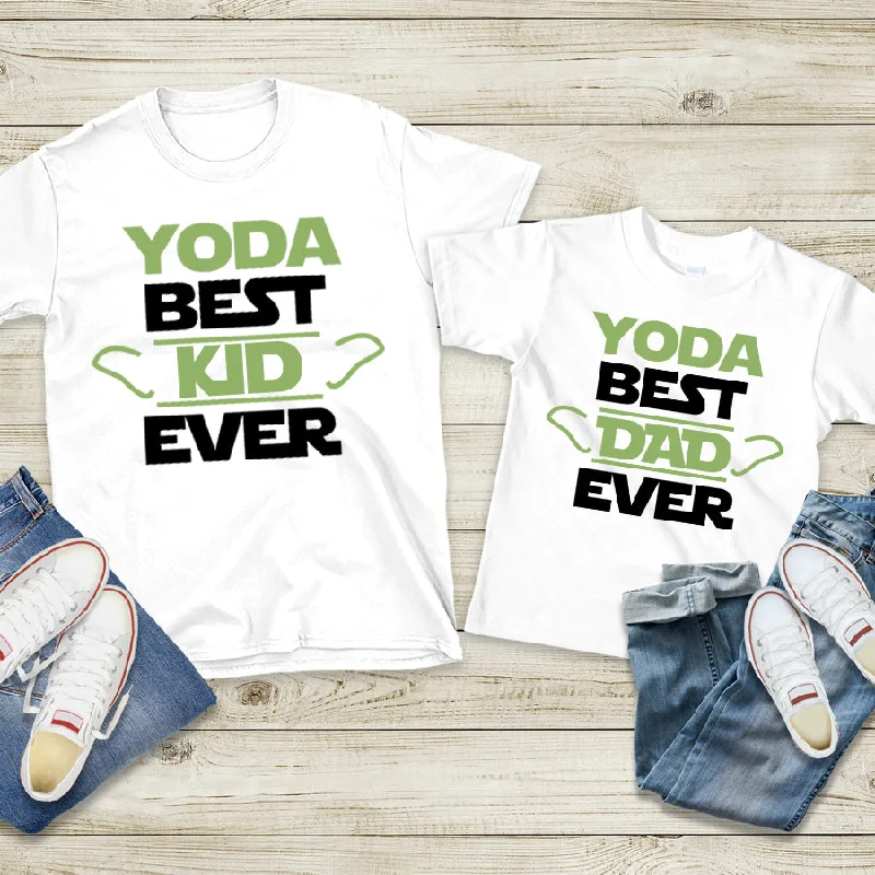 Yoda Best Dad & Kid Matching White T-Shirts